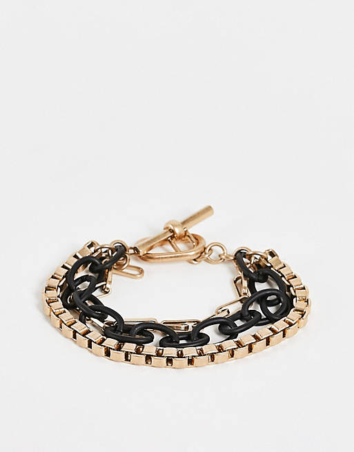 asos.com | AllSaints mixed chunky chain bracelet in gold and black