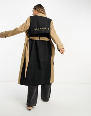 AllSaints Mixie trench coat in camel