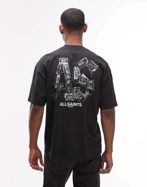 AllSaints - Mixtape - T-shirt imprimé au dos avec logo graphique - Noir - view 1