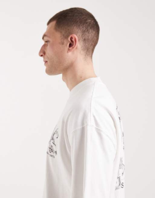 AllSaints - Mixtape - T-shirt met grafisch logo en print op de achterkant in wit, 5 van 5