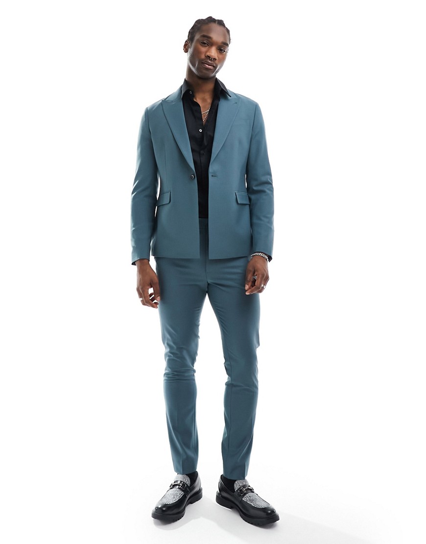 AllSaints Moad suit trousers in petrol blue