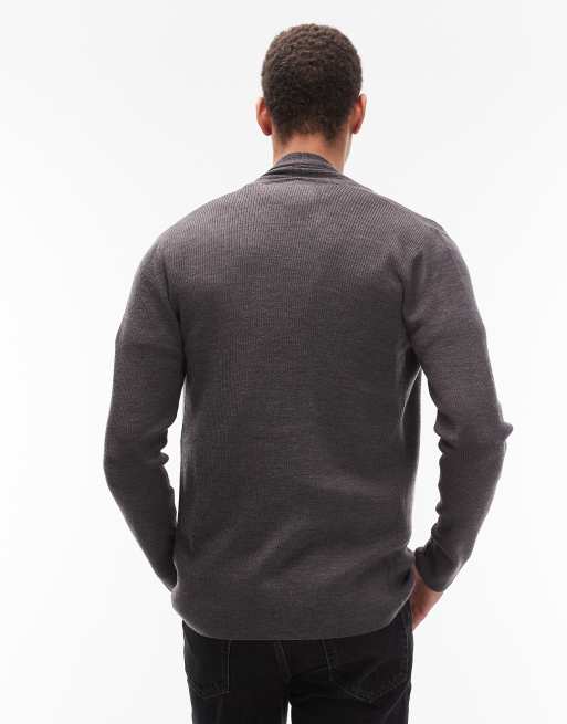 AllSaints - Mode - Gilet ouvert en laine mérinos avec logo - Gris anthracite, 3 de 5