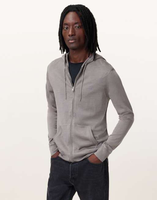 AllSaints - Mode - Hoodie van merinowol met rits in bruin