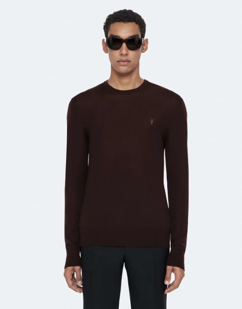 AllSaints Mode jersey de merino con cuello redondo en marrón granate - view 1