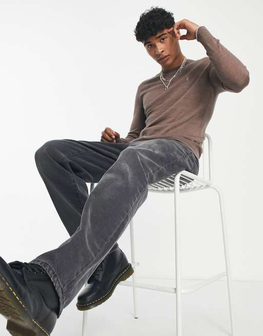 AllSaints - Mode - Maglione in lana merino marrone cocco mélange, 3 di 4