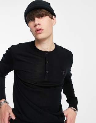 Allsaints Mode Merino Crew Neck Knitted Sweater In Black