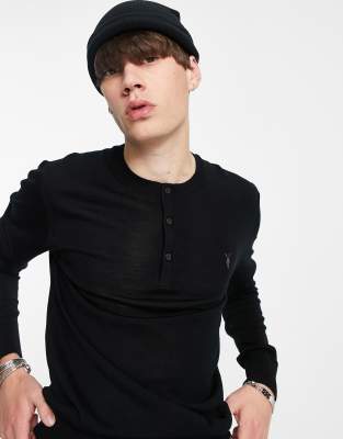 Allsaints Mode Merino Crew Neck Knitted Jumper In Black