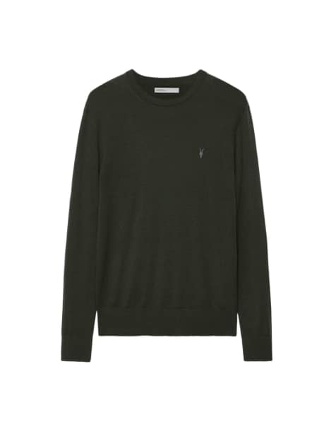 AllSaints Mode Merino-Pullover mit Rundhalsausschnitt in Grün - view 1