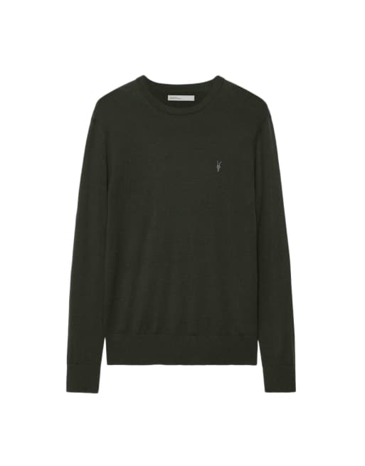 AllSaints Mode Merino-Pullover mit Rundhalsausschnitt in Grün, 2 von 6