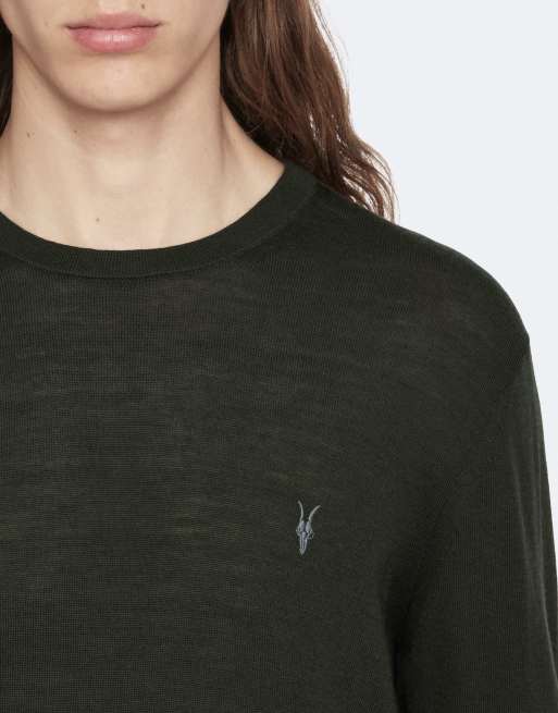 AllSaints Mode Merino-Pullover mit Rundhalsausschnitt in Grün, 5 von 6
