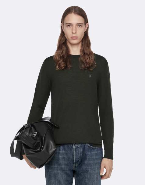AllSaints Mode merino trui met ronde hals in groen - view 1