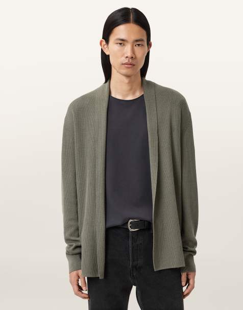 AllSaints – Mode – Offene Strickjacke aus Merinowolle in gedämpftem Grün - view 1