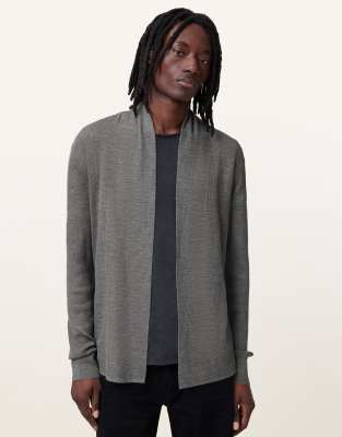 Mode - Offene Strickjacke aus Merinowolle in Monument-Grau Grau 50