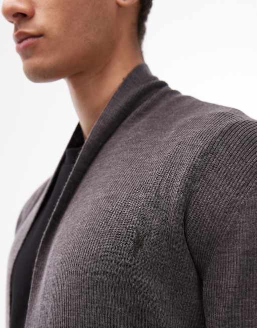 AllSaints - Mode - Opengebreid vest van merinowol met logo in antracietgrijs, 5 van 5