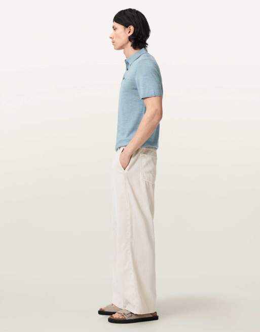 AllSaints - Mode - Polo à manches courtes en laine mérinos - Bleu, 3 de 6