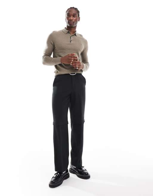 AllSaints - Mode - Poloshirt met lange mouwen van merino in groen, 3 van 4