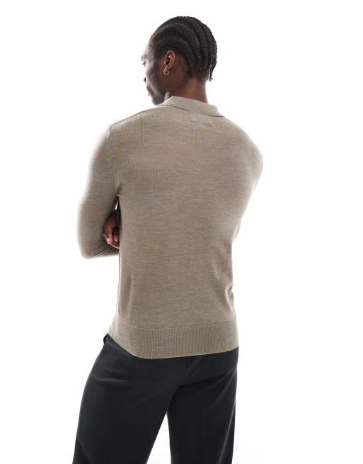 AllSaints - Mode - Poloshirt met lange mouwen van merino in groen, 4 van 4