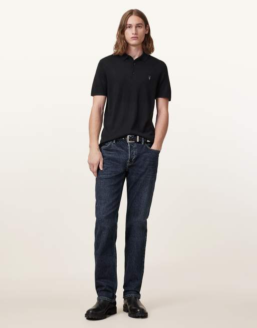 AllSaints - Mode - Pull à manches courtes et col polo en laine mérinos - Noir, 2 de 6