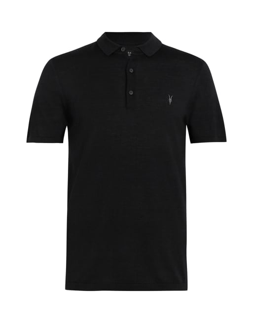 AllSaints - Mode - Pull à manches courtes et col polo en laine mérinos - Noir, 6 de 6