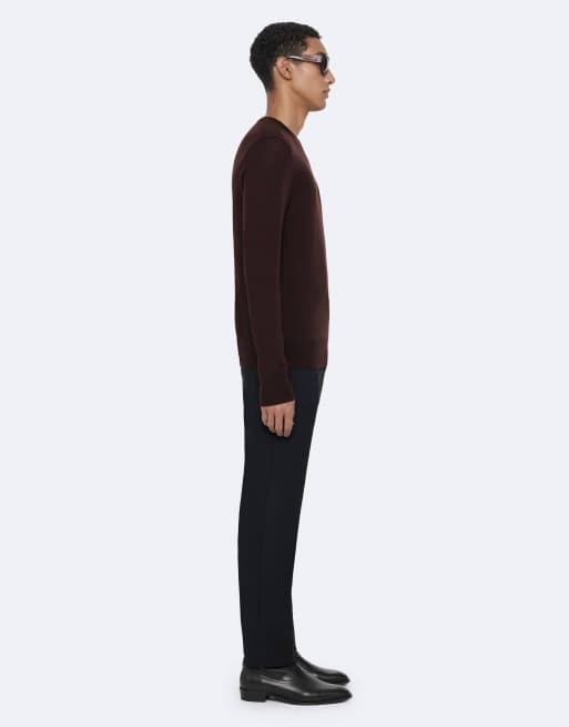 AllSaints Mode pull col rond en mérinos marron bordeaux, 3 de 7