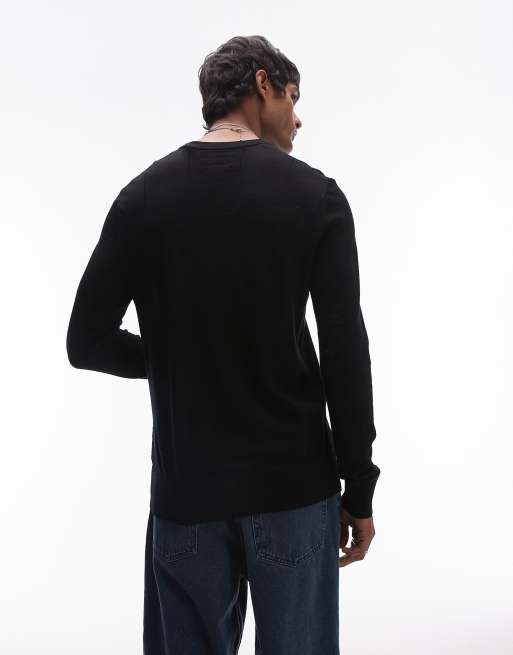 AllSaints – Mode – Strickpullover aus Merinowolle in Schwarz, 4 von 4