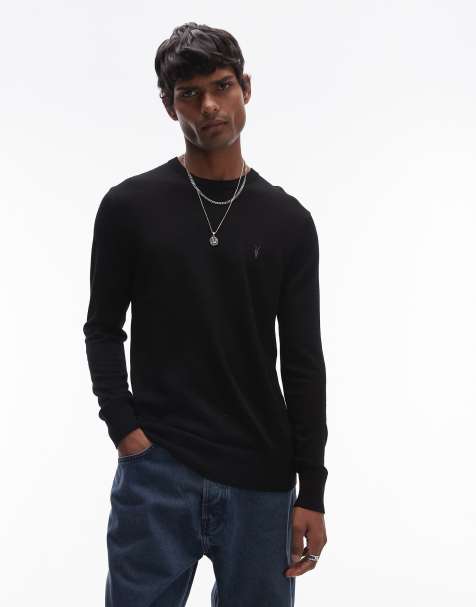 AllSaints – Mode – Svart, stickad tröja i merinoull - view 1