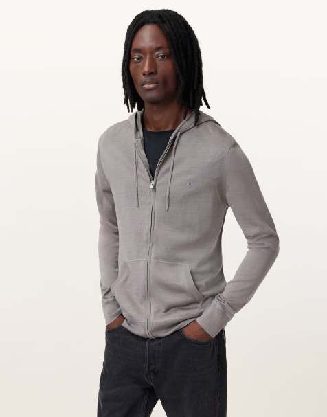 AllSaints - Mode - Sweat à capuche zippé en laine mérinos - Marron - view 1