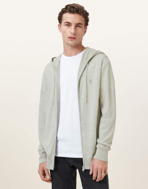 AllSaints - Mode - Sweat à capuche zippé en laine mérinos - Vert - view 1