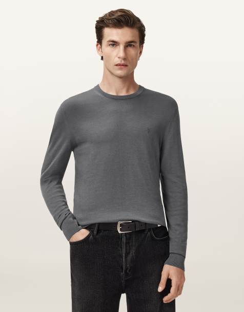 AllSaints – Mode – Sweatshirt aus Merinowolle in Asher Grey mit Rundhalsausschnitt - view 1