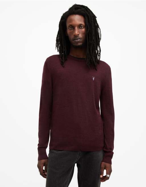 AllSaints - Mode - Sweatshirt van merinowol met ronde hals in rood