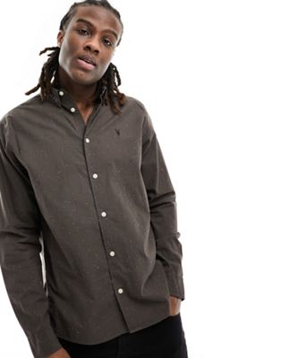 AllSaints Molera shirt in brown - ASOS Price Checker