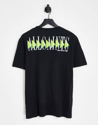 AllSaints momentum t-shirt with back print in black