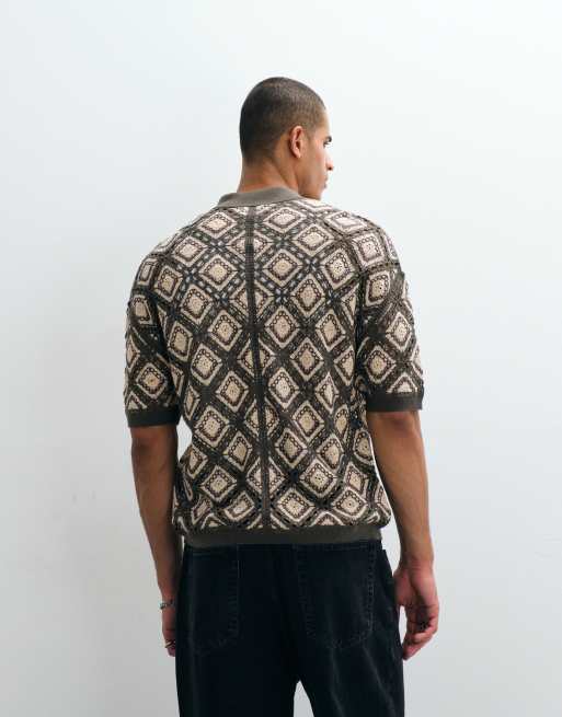AllSaints - Morena - Cardigan a maniche corte kaki con toppe in maglia, 4 di 5