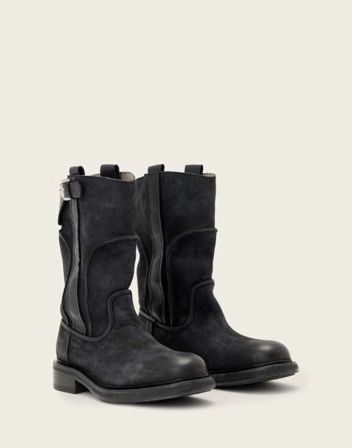AllSaints Morris pull on leather boots in washed black, 2 of 4