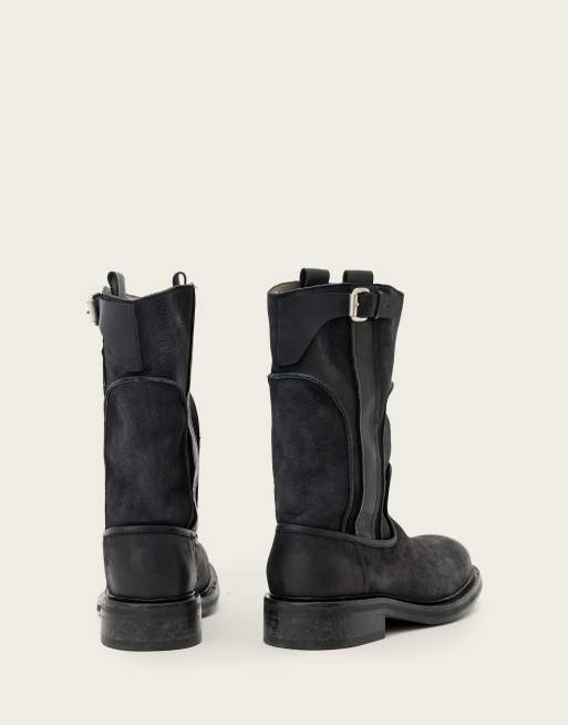 AllSaints Morris pull on leather boots in washed black, 3 of 4
