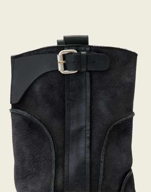 AllSaints Morris pull on leather boots in washed black, 4 of 4
