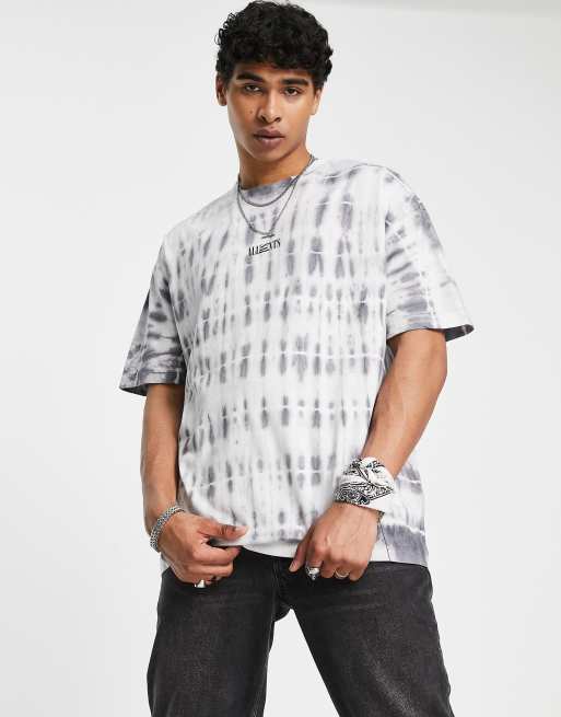 AllSaints - Mount - T-shirt blu tie-dye