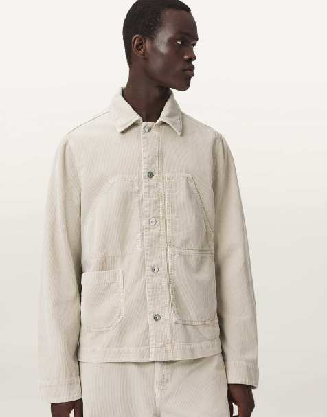 AllSaints - Mukesh - Chaqueta marrón piedra estilo camisa de pana - view 1