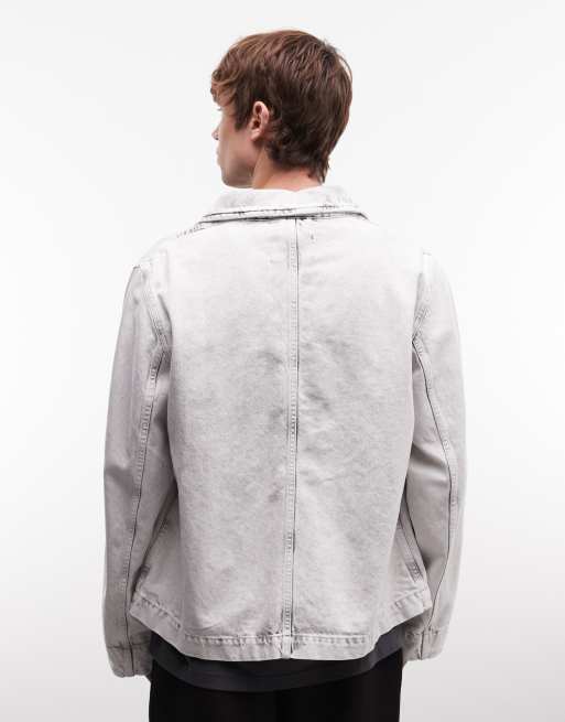 AllSaints – Mukesh – Jeans-Hemdjacke in gebleichtem Grau mit durchgehender Knopfleiste, 5 von 5