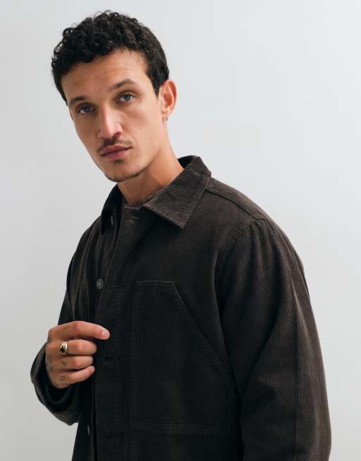 AllSaints Mukesh manchestershacket i mörkbrun denim, 2 av 5