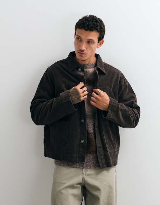 AllSaints Mukesh manchestershacket i mörkbrun denim, 4 av 5