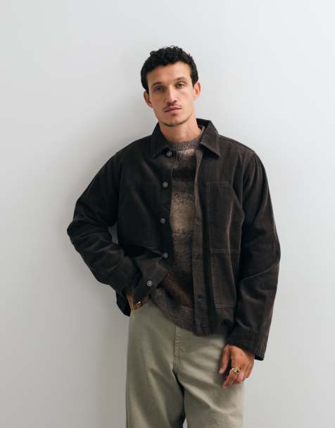 AllSaints - Mukesh - Surchemise en jean effet velours - Marron foncé - view 1