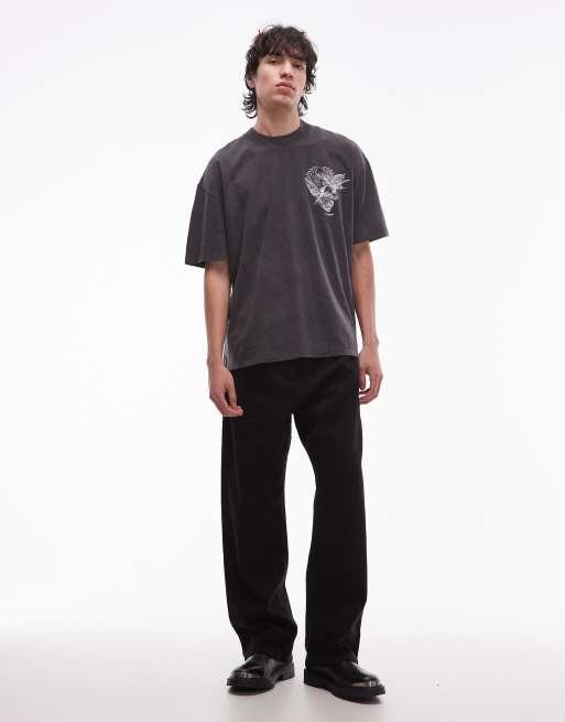 AllSaints - Mysteries - T-shirt color nero slavato con grafica, 2 di 5