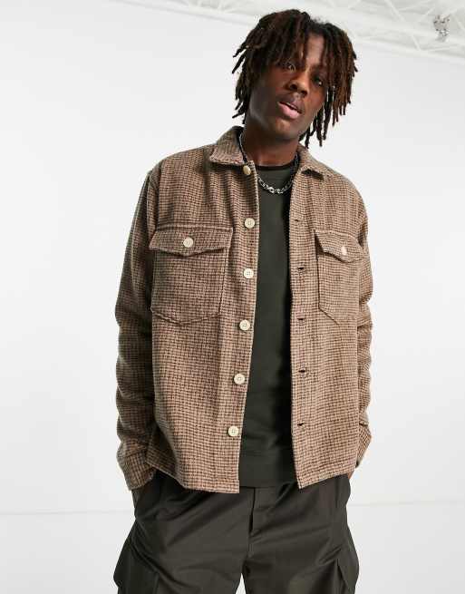 AllSaints – Namsos – Stenfärgad smårutig overshirt
