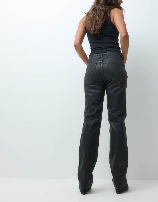 AllSaints Nat low rise slim fit denim jeans in coated black, 2 of 5