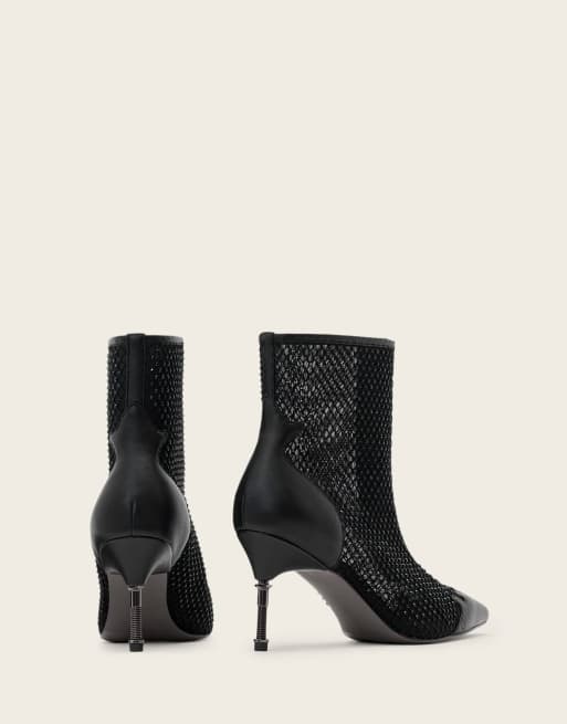 AllSaints – Natasha – Czarne botki z siateczki z noskami w szpic, 4 z 4