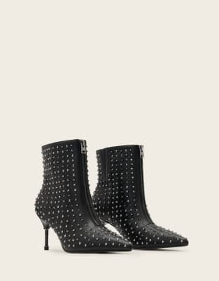 AllSaints - Natasha - Nieten-Stiefel in Schwarz