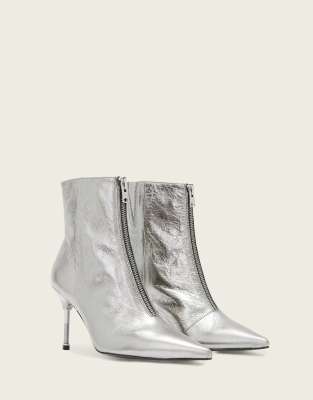 AllSaints - Natasha - Stiefel in Metallic-Graphitgrau
