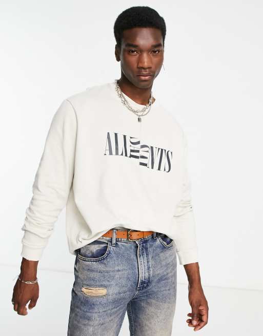 AllSaints - Neco - Felpa bianco sporco con logo sul petto