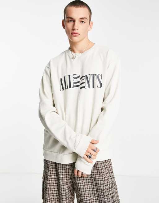 AllSaints - Neco - Sweat-shirt griffé sur la poitrine - Blanc cassé